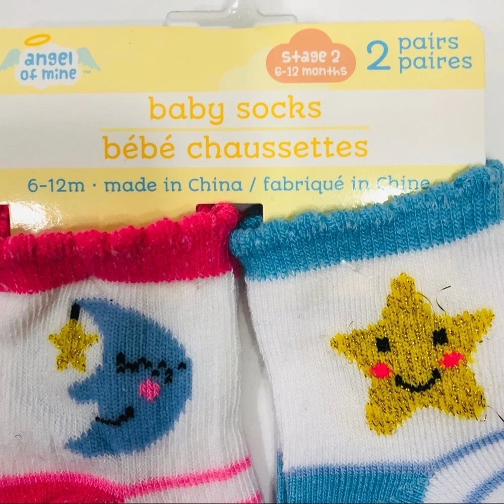 “Angel of Mine” Two Pair Baby Socks